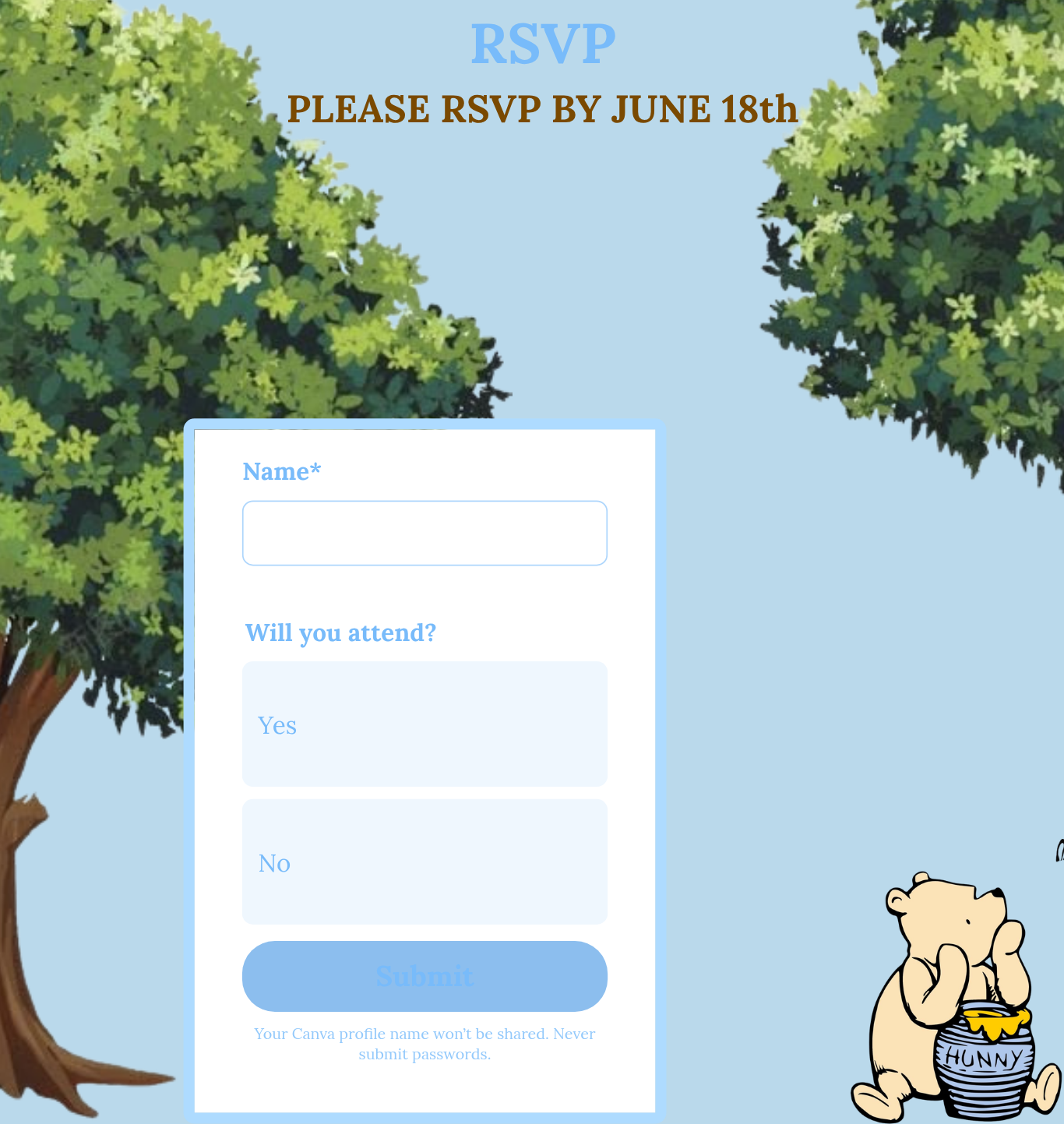 Winnie the Pooh Baby Shower Invitation| Baby Boy