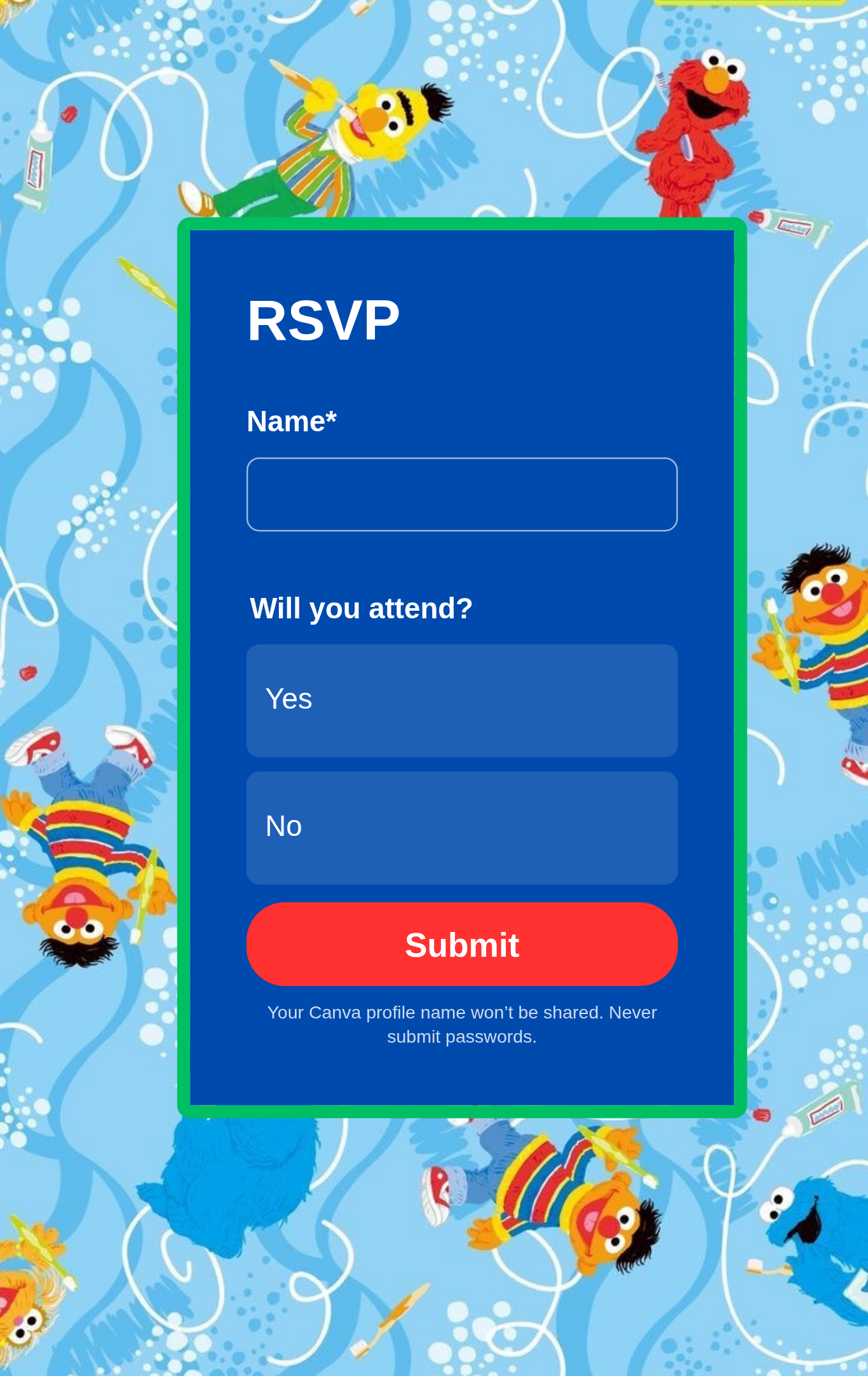 Sesame Street Birthday Invitation