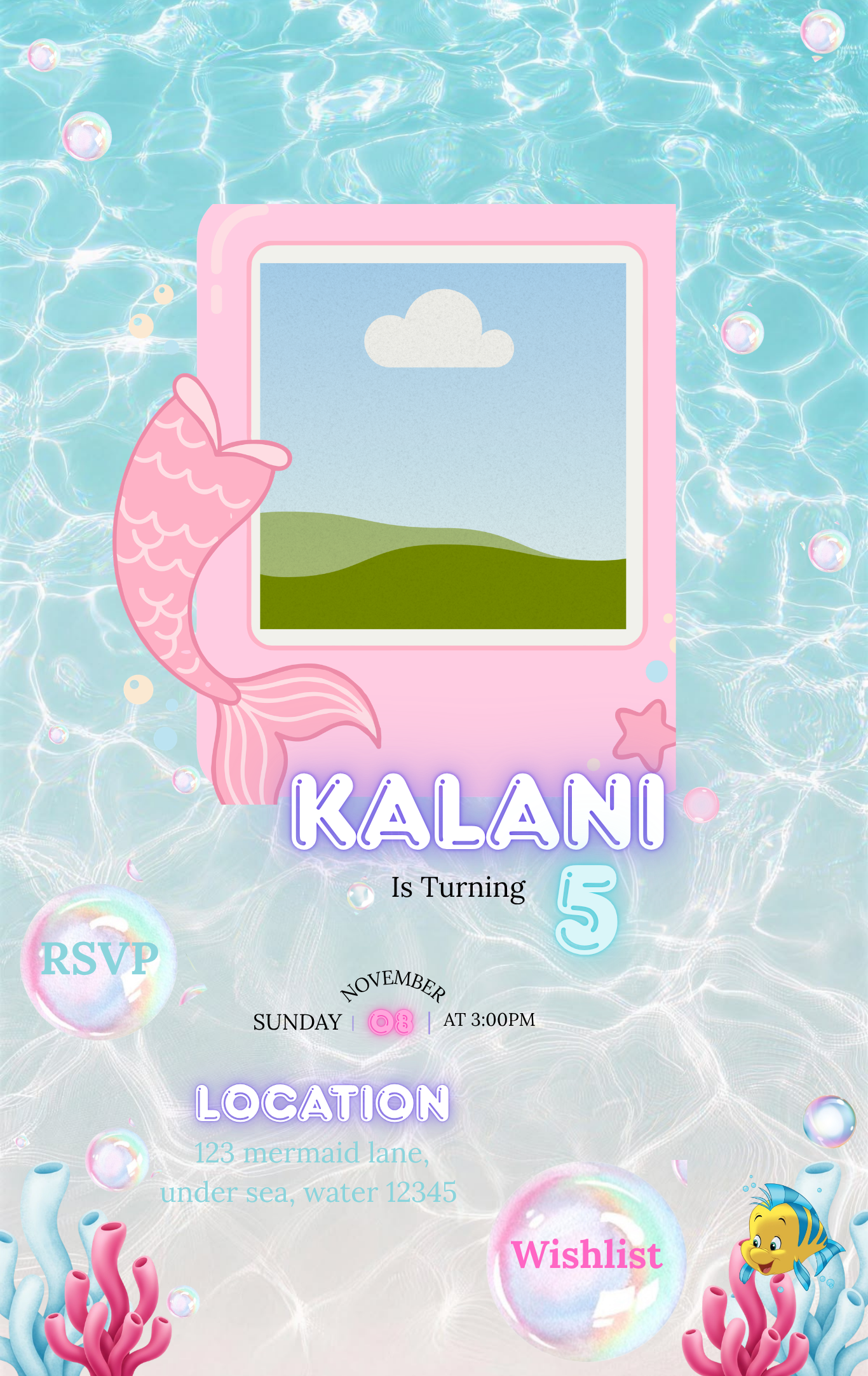 The Little Mermaid Birthday Digital Invitation