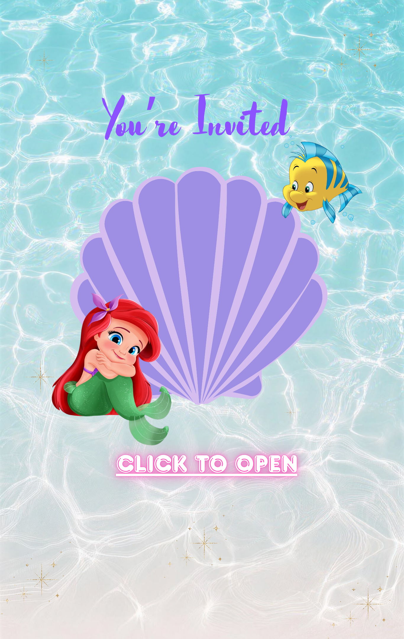 The Little Mermaid Birthday Digital Invitation
