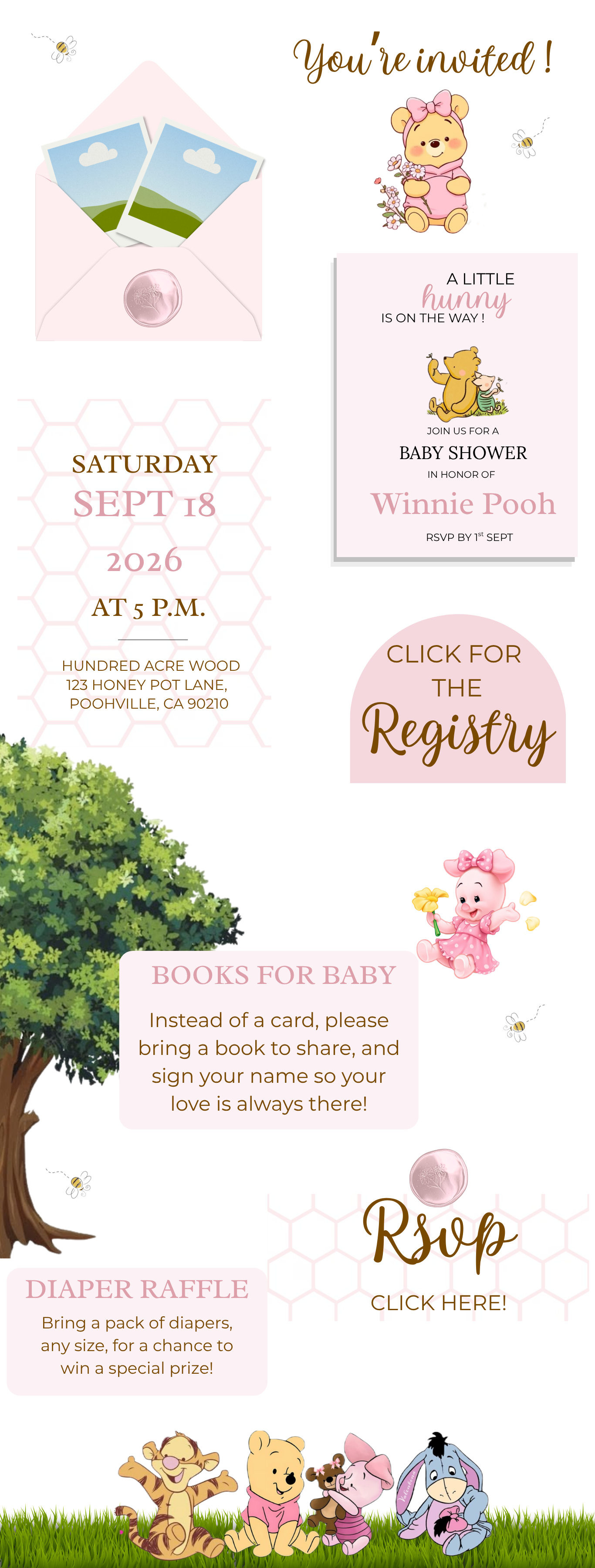 Winnie the Pooh Baby Shower Invitation| Baby Girls