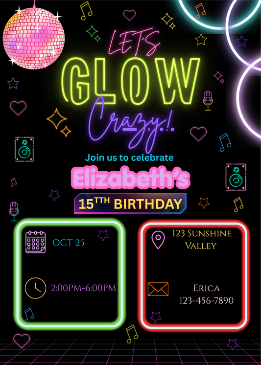 Glow Party Invitation