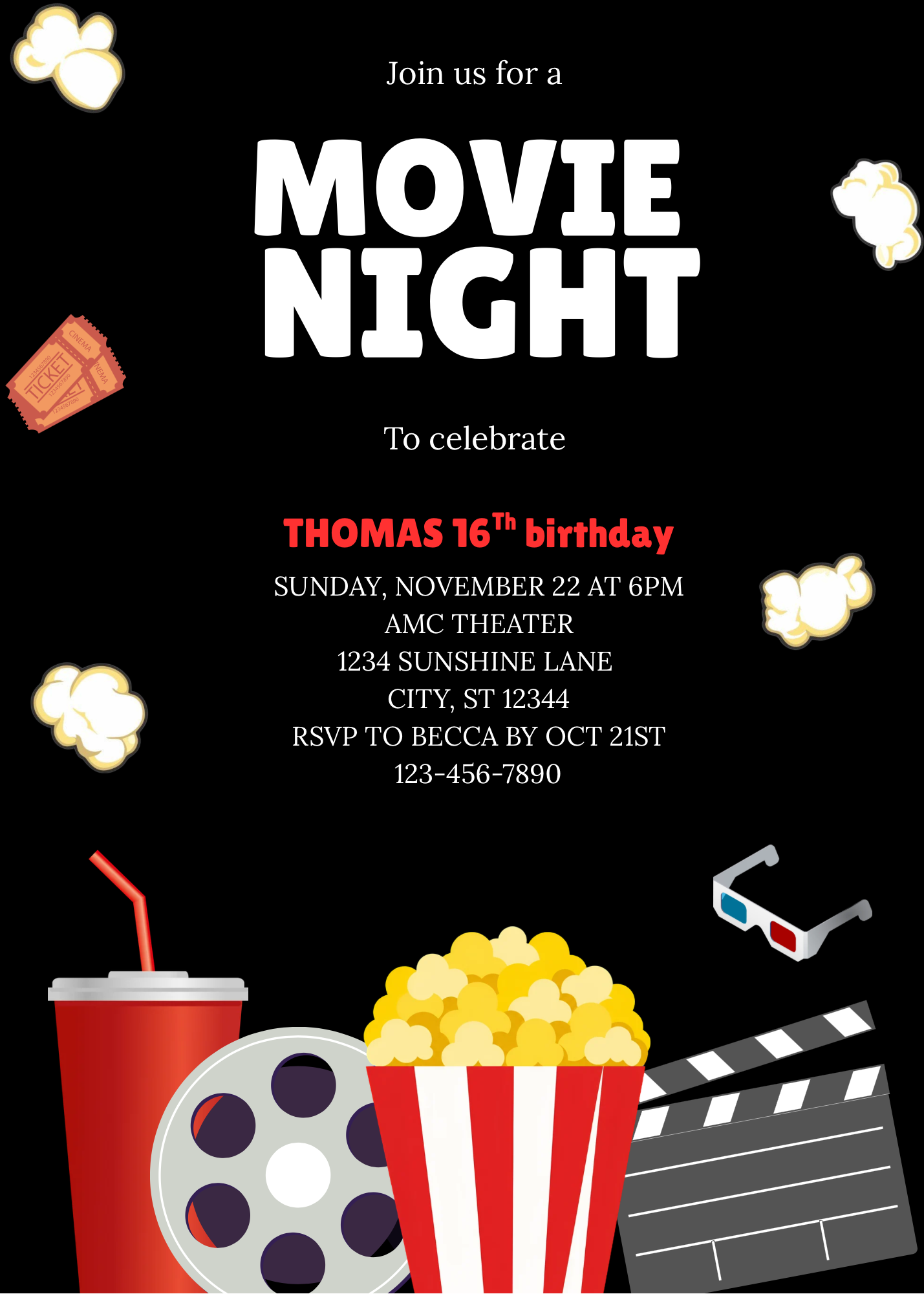Movie Night Invitation