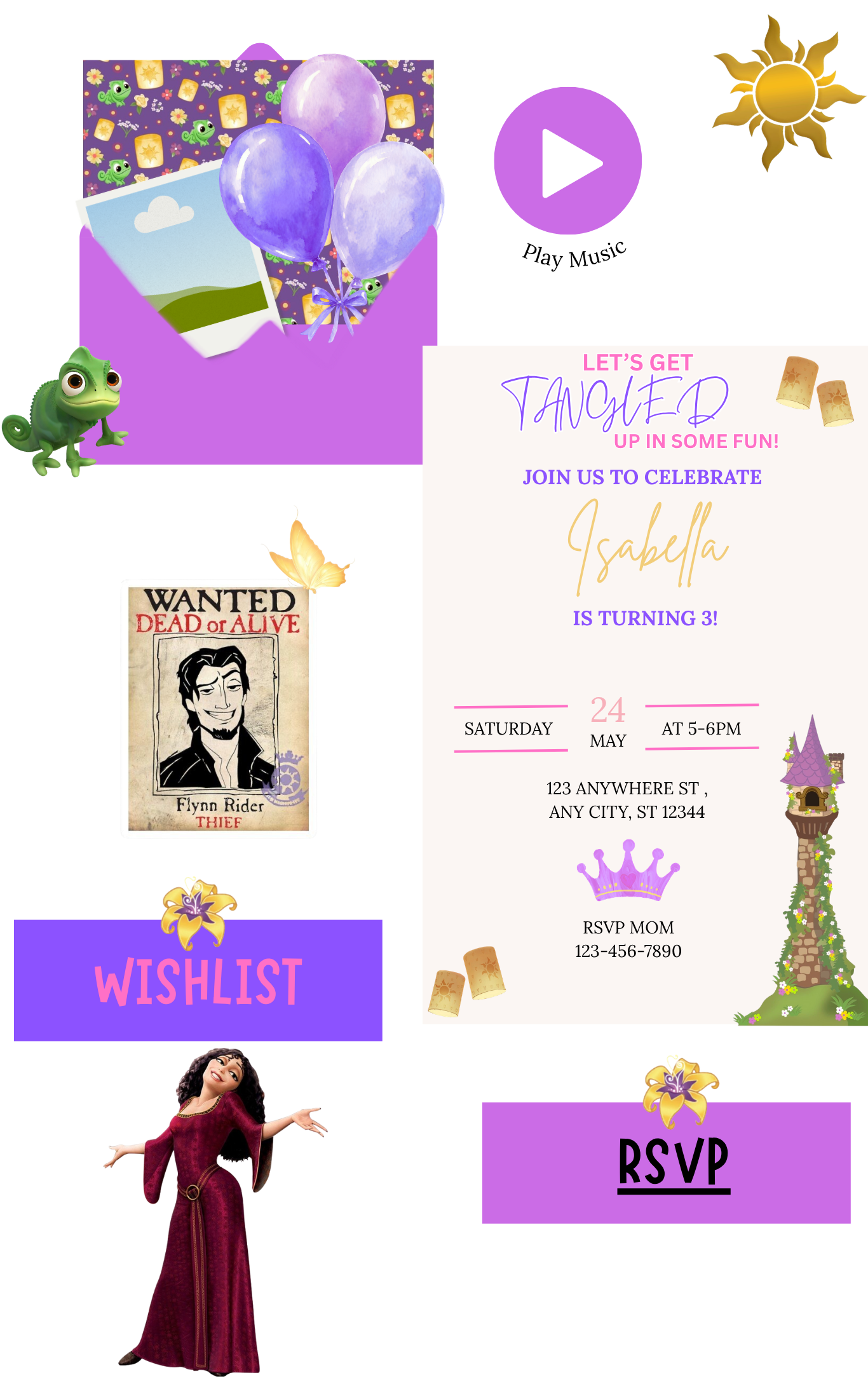Tangled Birthday Invitation